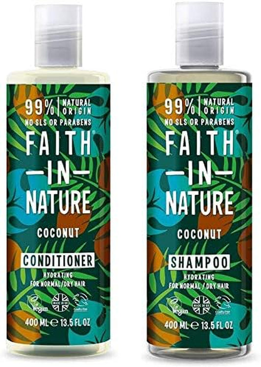 Coconut Shampoo 400Ml and Conditioner 400Ml Duo | Vegan | No Cruelty | 99% Natural Fragrance | No from SLS or Parabens